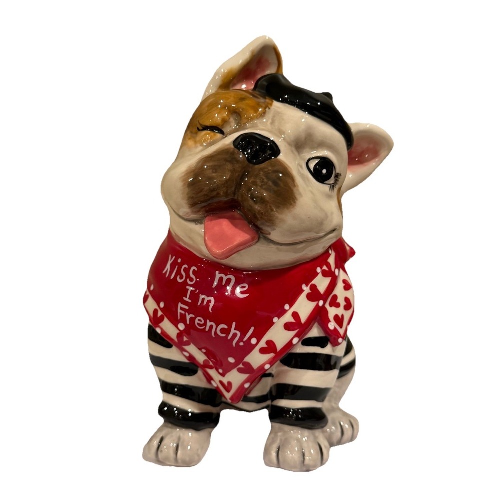 Blue Sky Clayworks Valentine's KISS ME I'M FRENCH Bulldog Figurine 8" NEW